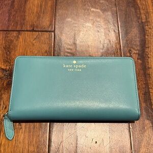 Kate Spade Large Jana Continental Zip Wallet Stone Blue NEW